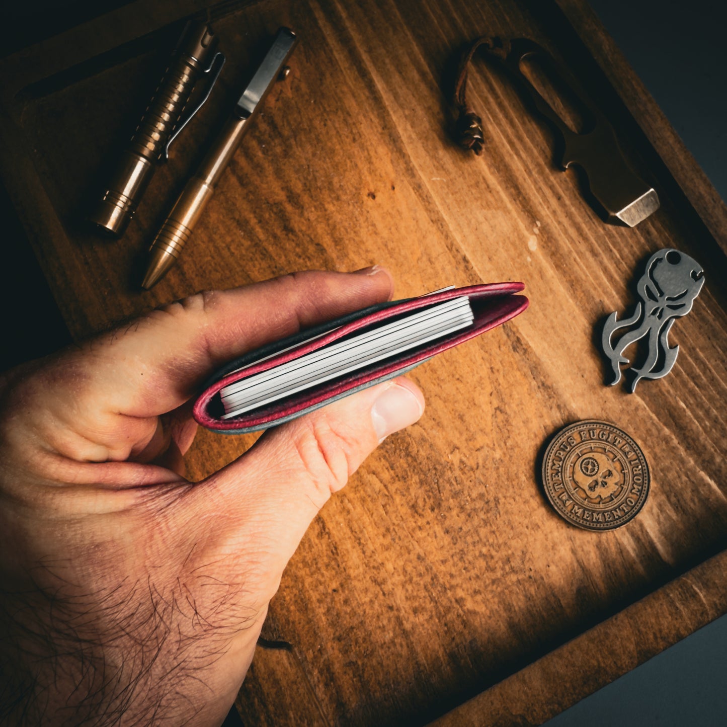 Teal and Magenta Leather Wallet