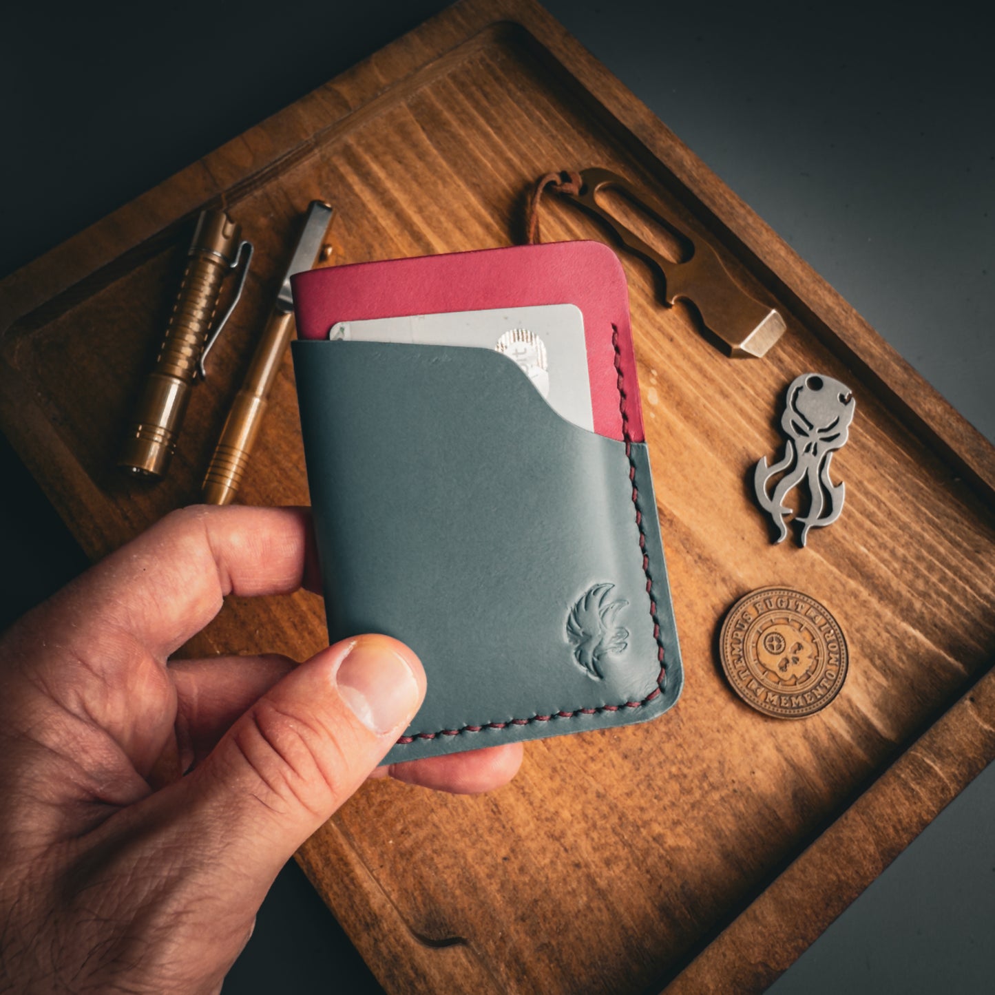Teal and Magenta Leather Wallet