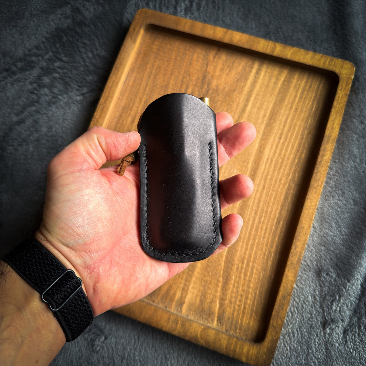 Black & Camouflage Crocco Embossed Leather EDC Pocket Organizer (Knife, Pen & Pry Bar)