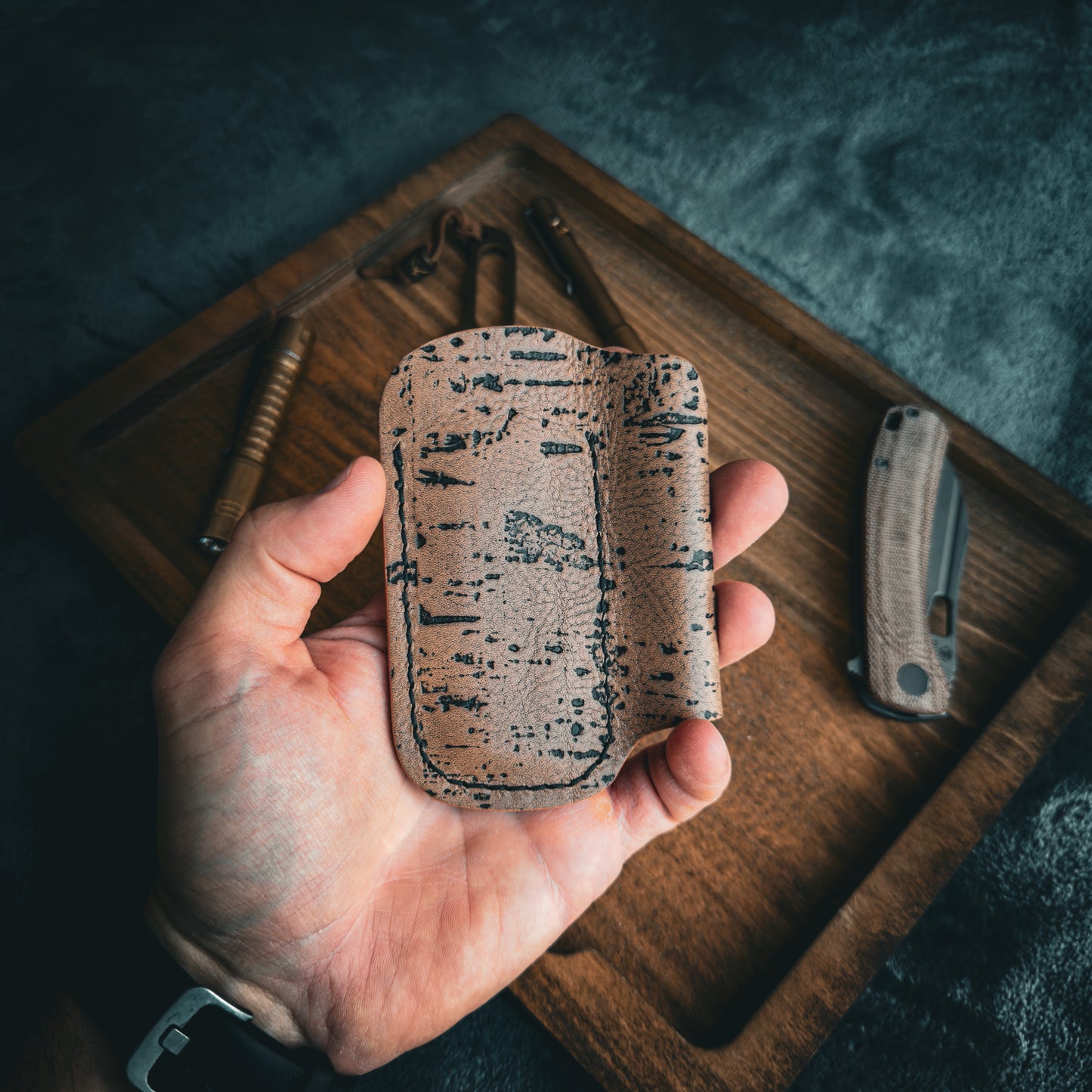 EDC Pocket Organizer (Cork Taupe Leather)