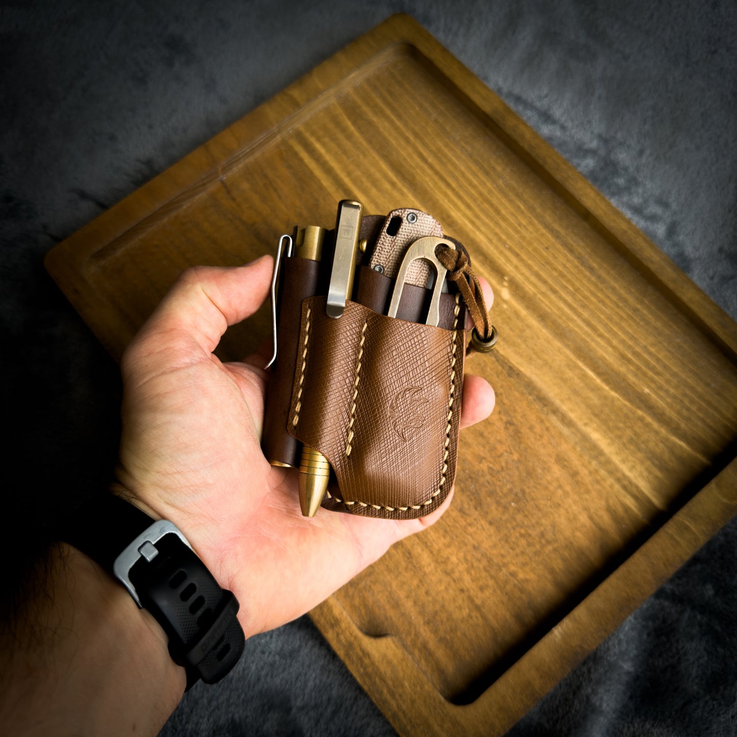 EDC Pocket Organizer (Two-Tone Brown Leather)