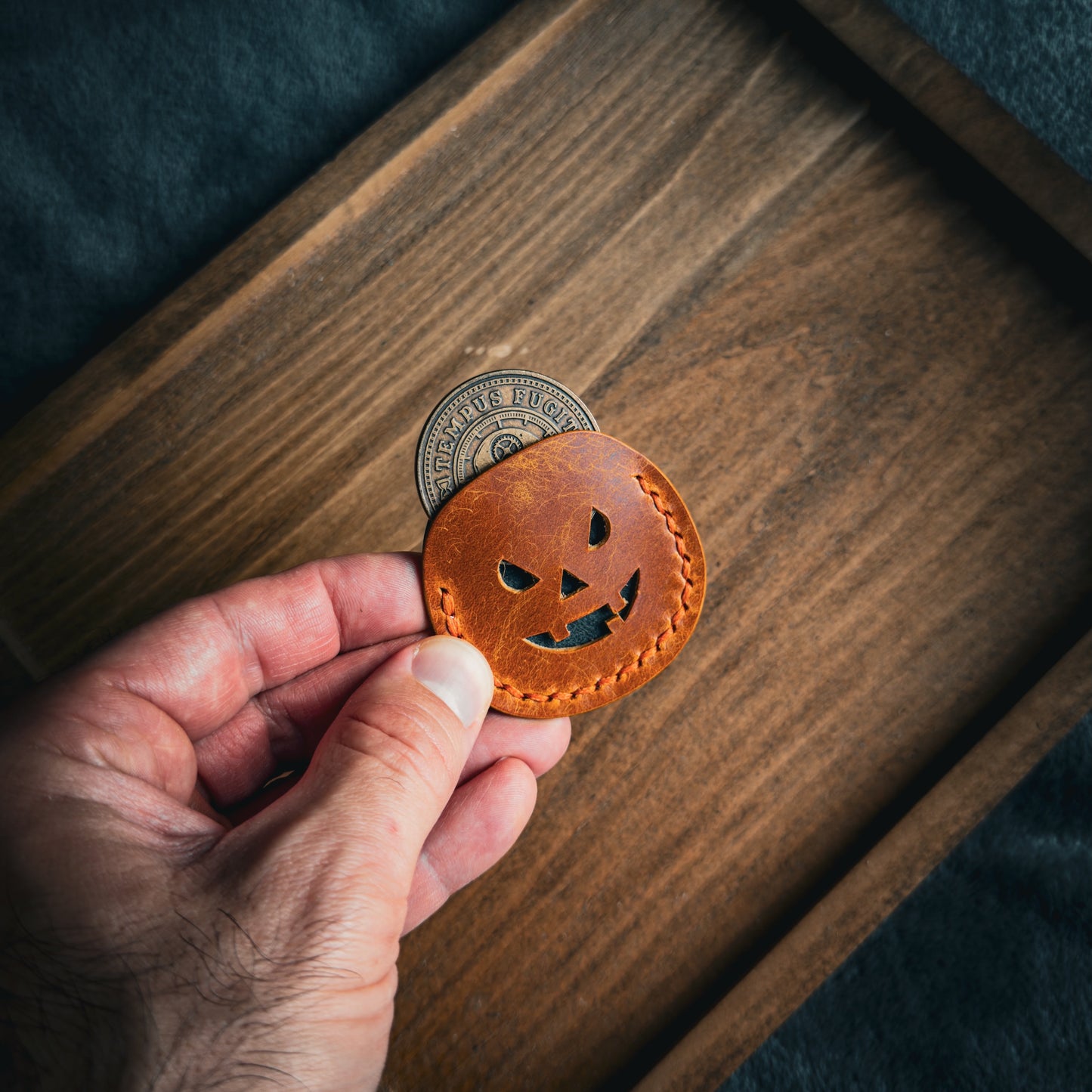 Leather EDC Coin Slip - Halloween Edition