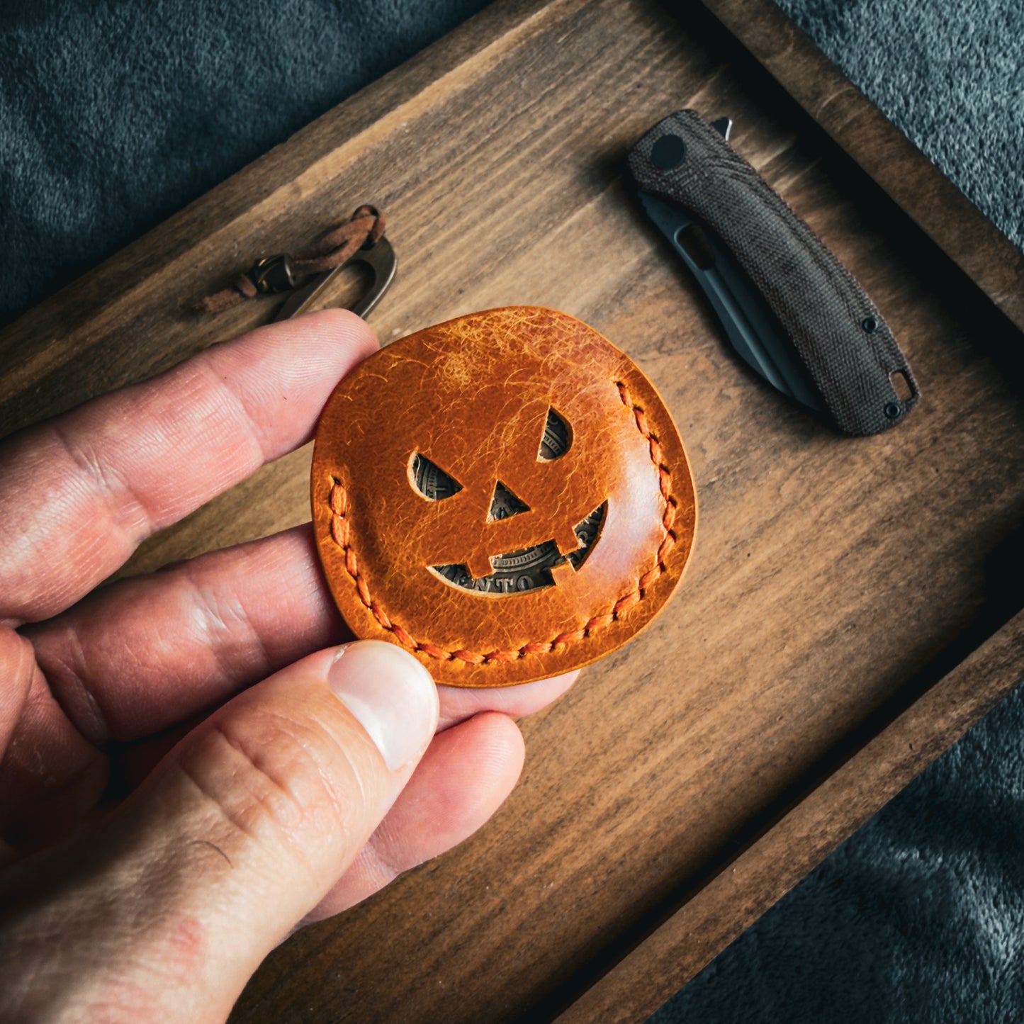 Leather EDC Coin Slip - Halloween Edition