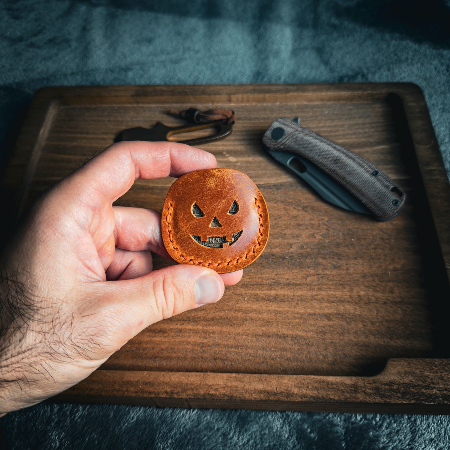 Leather EDC Coin Slip - Halloween Edition