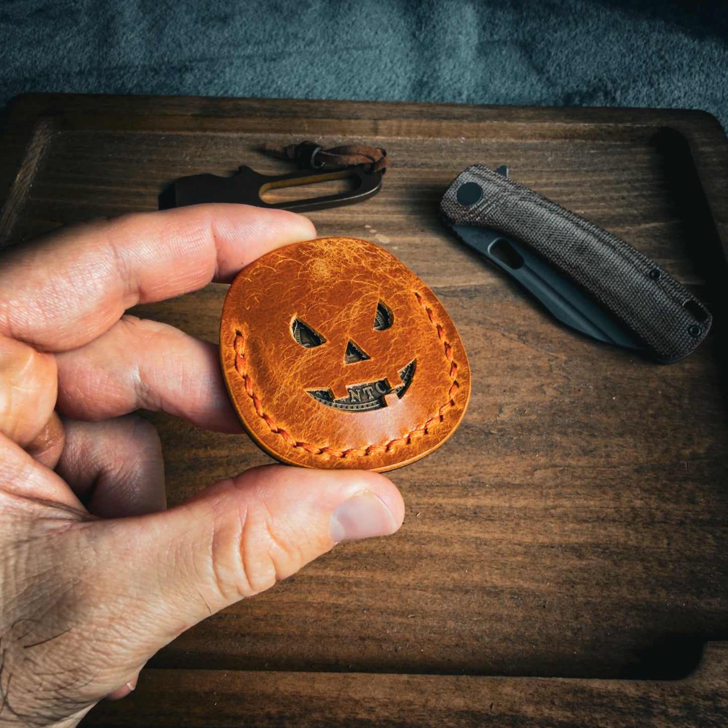 Leather EDC Coin Slip - Halloween Edition