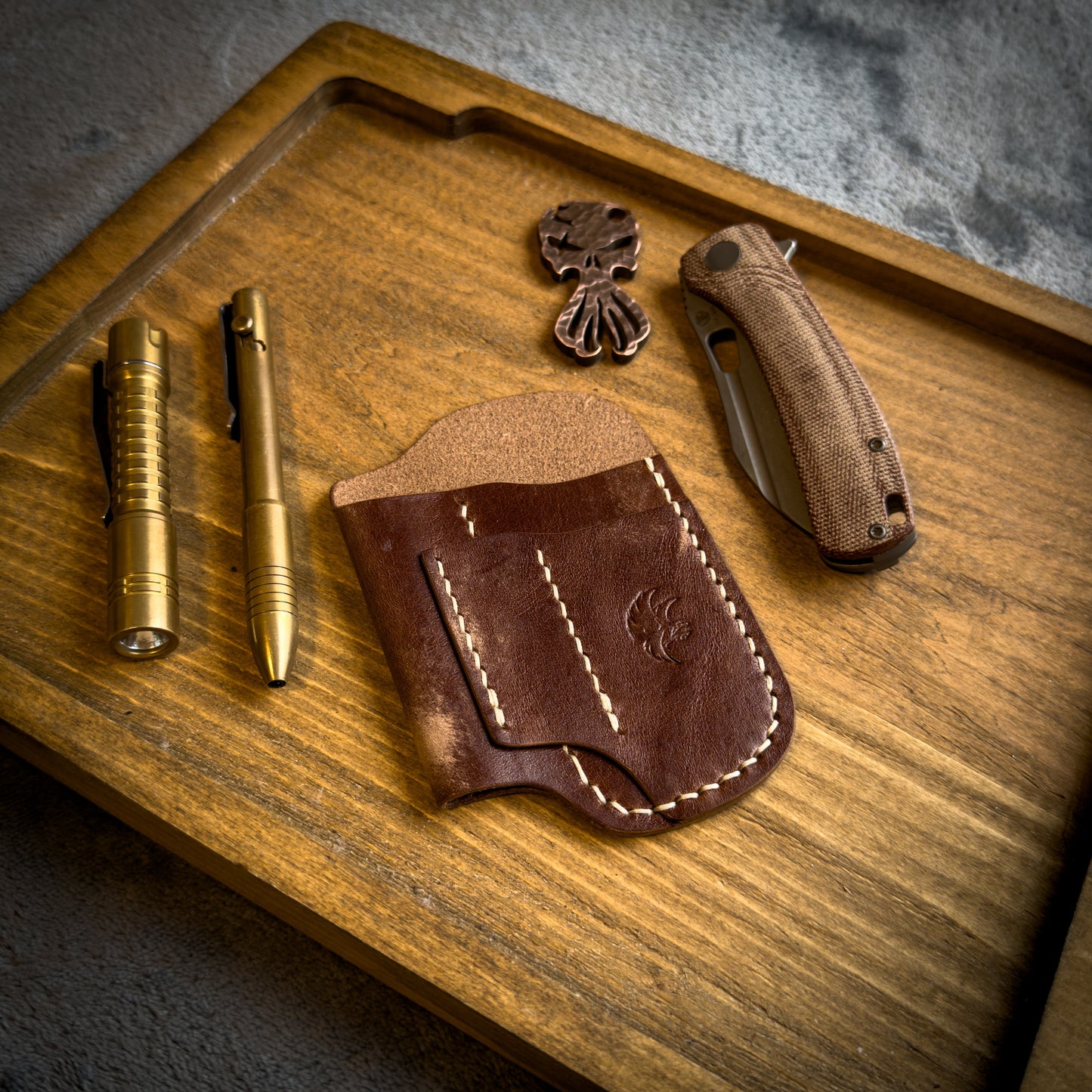 American Walnut (Brown) Leather Edc Pocket Organizer