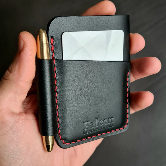 EDC leather Wallet With Slot for a Fisher Space Pen