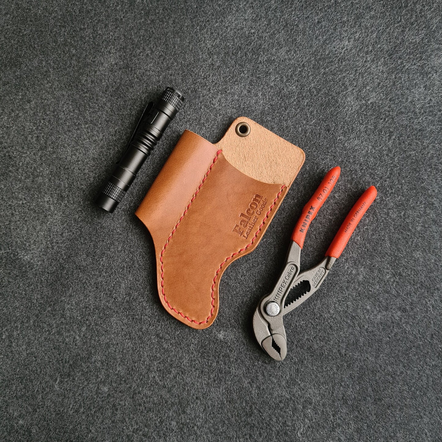 Leather Sheath for Knipex Cobra 125 & Flashlight