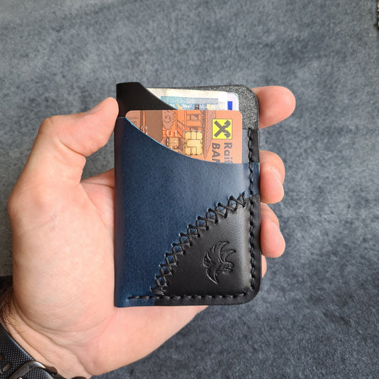 Black & Blue Minimalist Leather Wallet