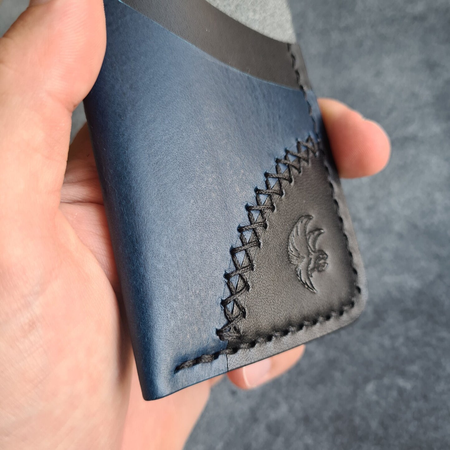Black & Blue Minimalist Leather Wallet