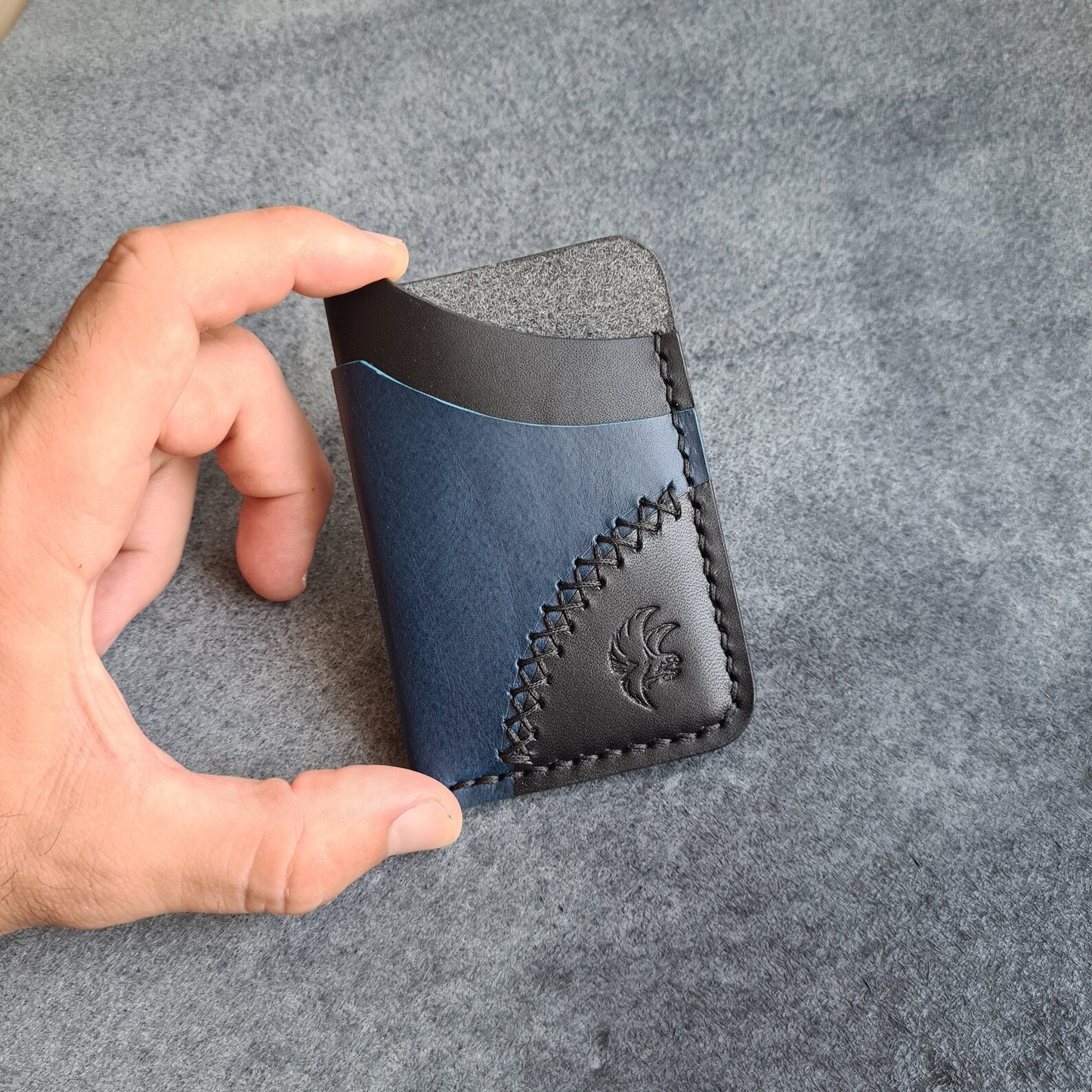 Black & Blue Minimalist Leather Wallet