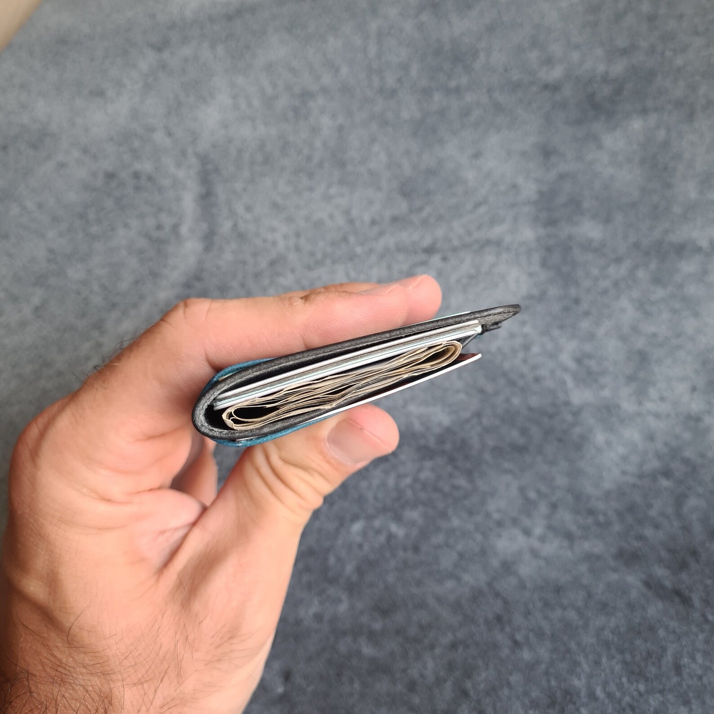 Black & Blue Minimalist Leather Wallet