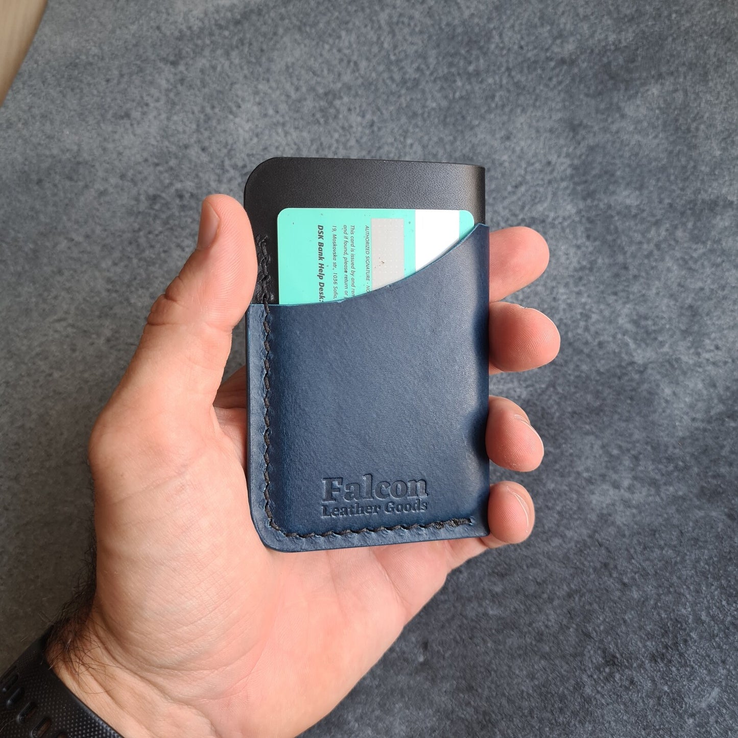 Black & Blue Minimalist Leather Wallet