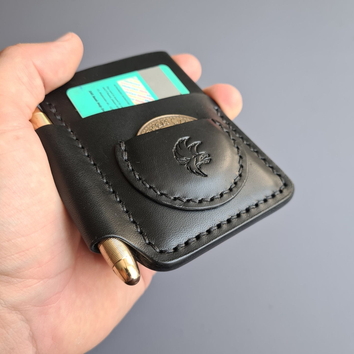 Leather Edc Wallet With Pen Slot & Coin Pocket