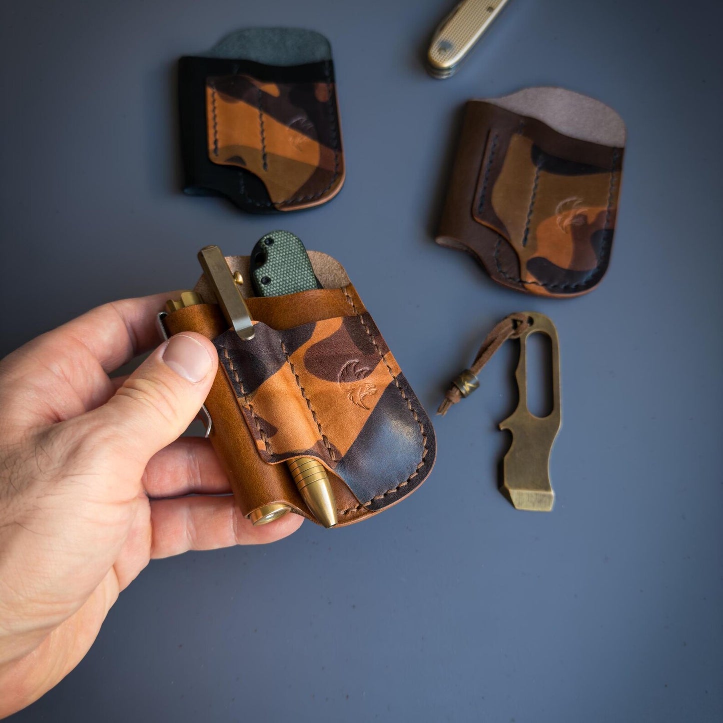 Camo Leather Edc Pocket Organizer