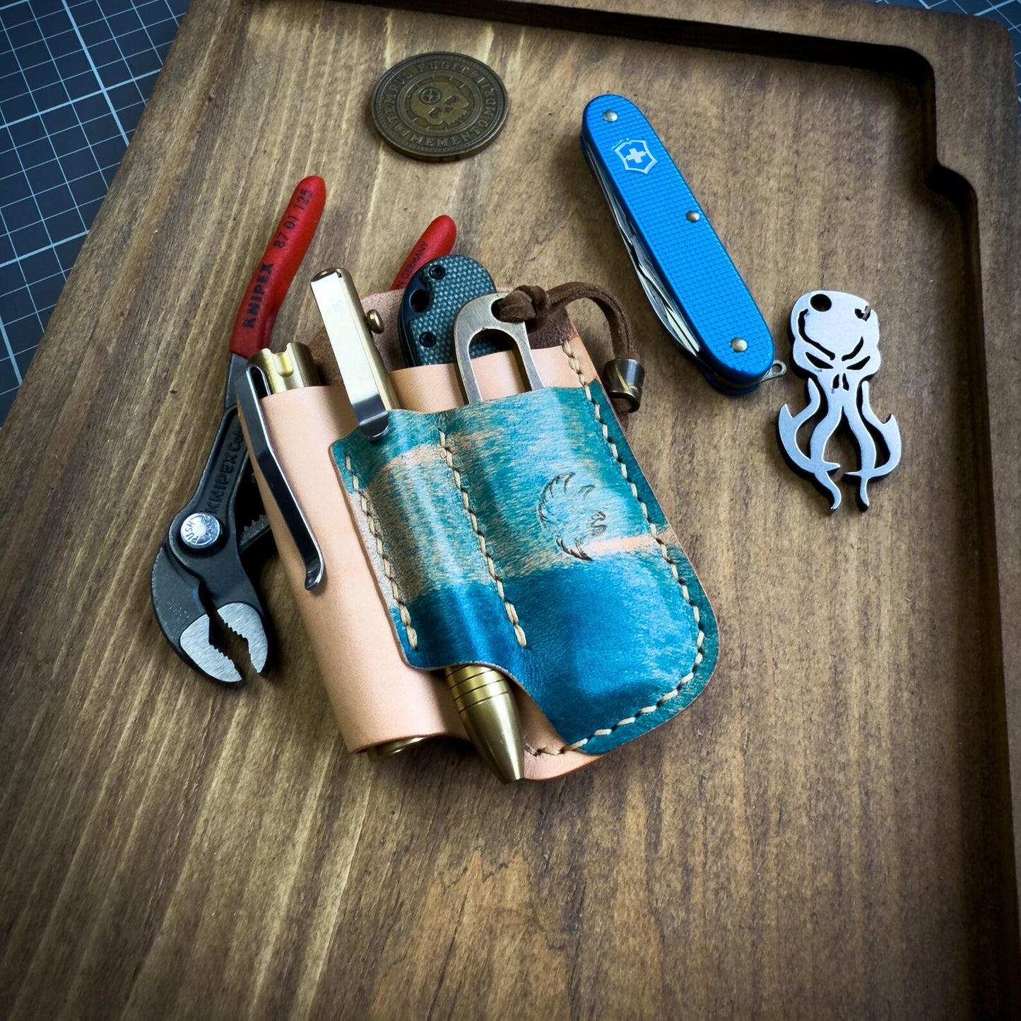 EDC Pocket Organizer (Natural Buttero & Appaloosa Sky Leather)