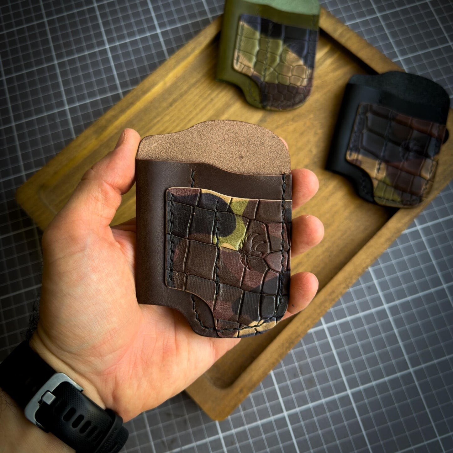Crocco Embossed Leather Edc Pocket Organizer