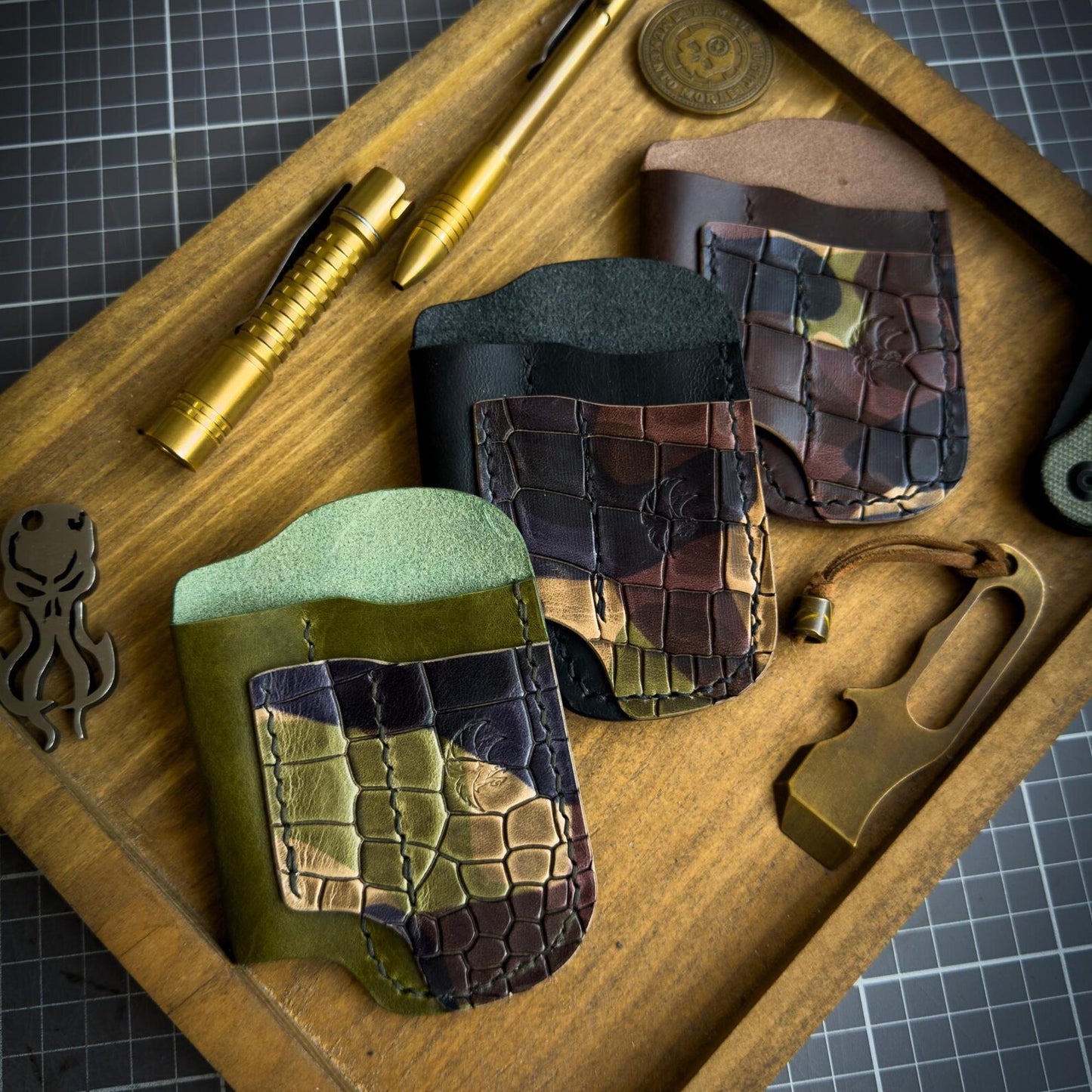 Crocco Embossed Leather Edc Pocket Organizer