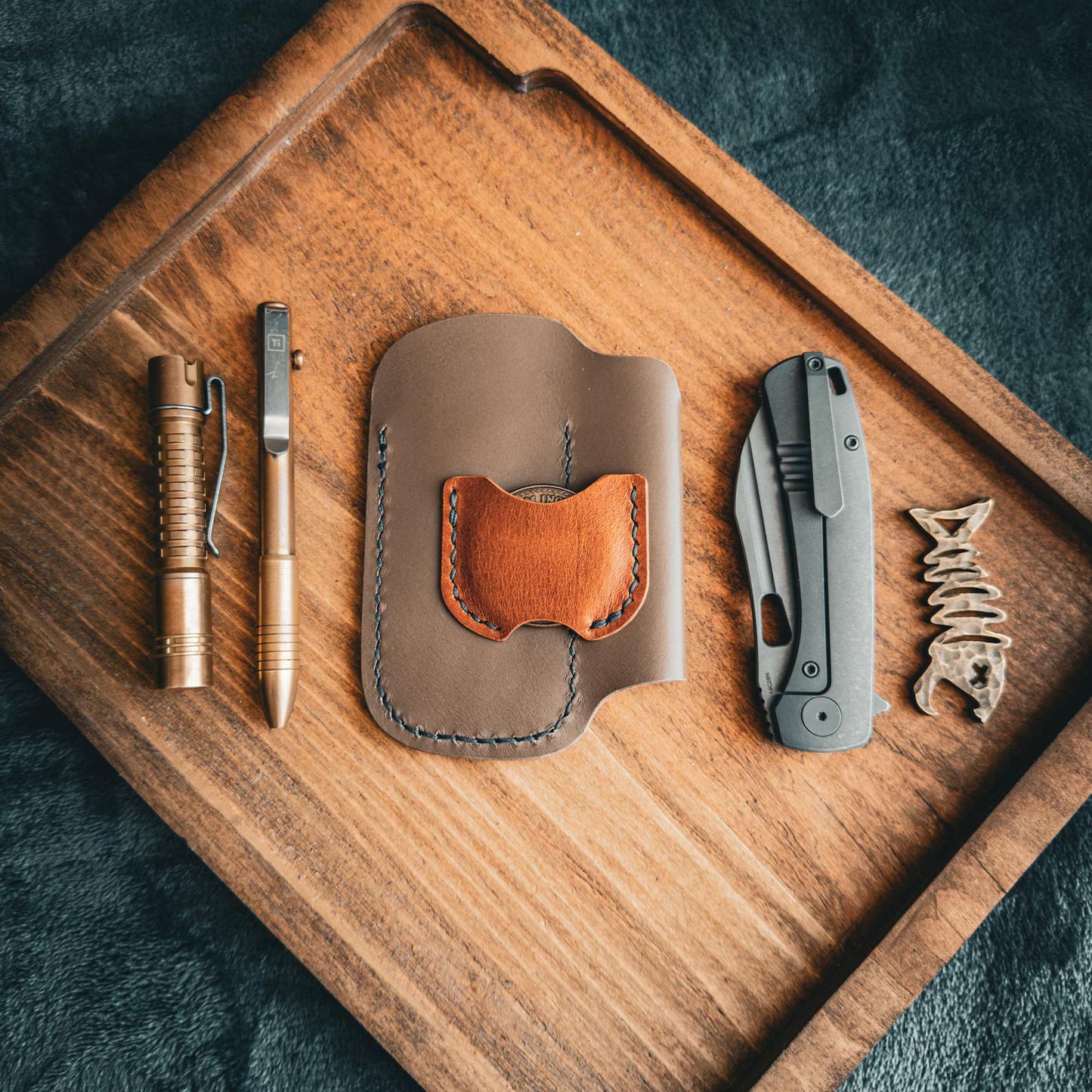 Leather Edc Pocket Organizer With Coin Slot