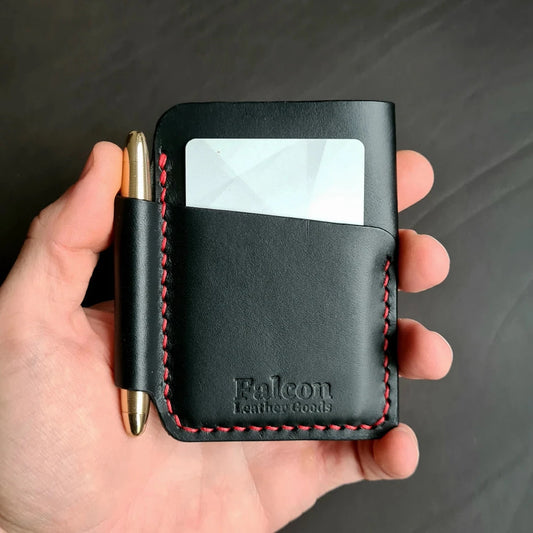 EDC leather Wallet With Slot for a Fisher Space Pen