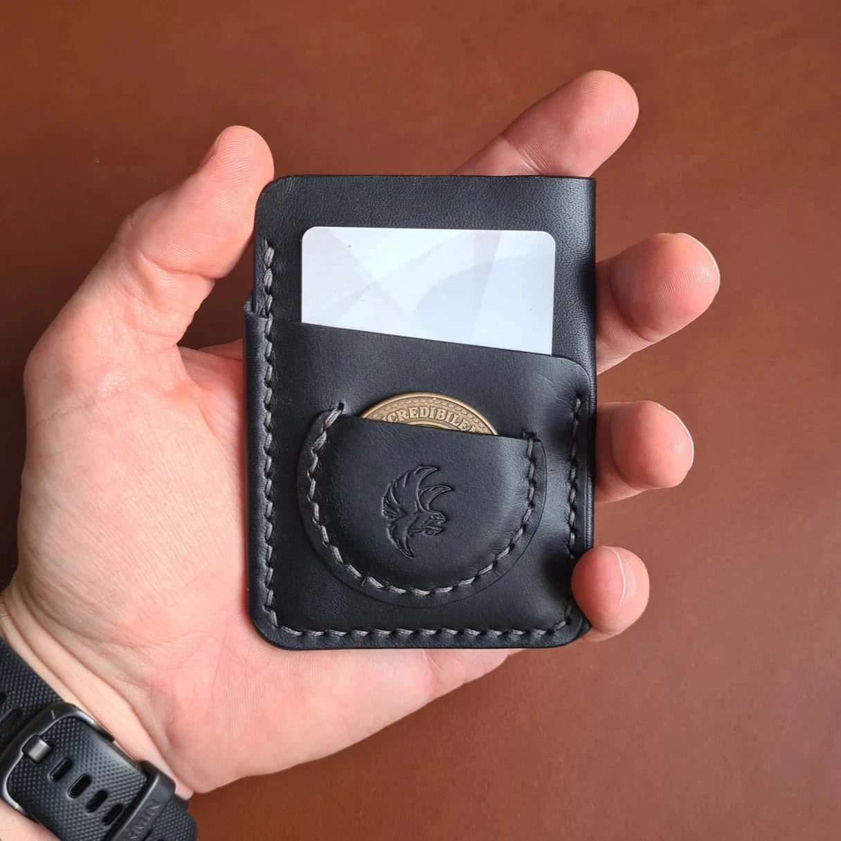 Handmade Edc Leather Wallet With Coin Pocket
