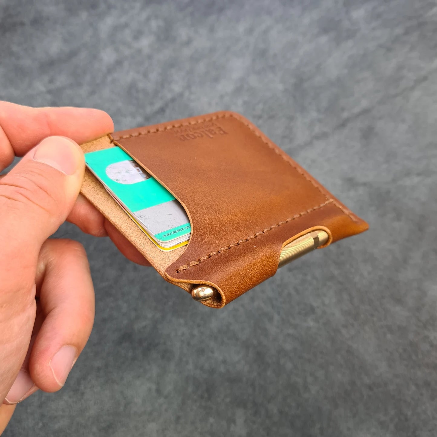 Minimalist Leather Wallet With Pen Slot
