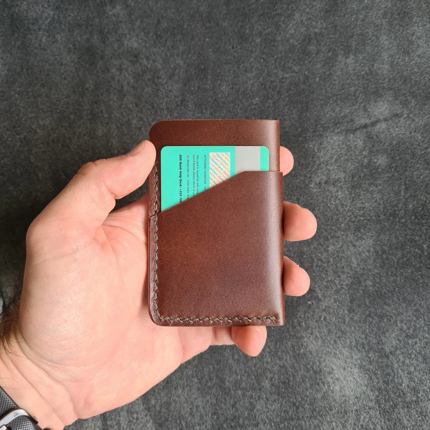 Handmade Leather Wallet With a Slot For an AirTag
