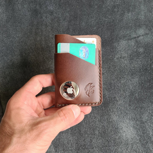 Handmade Leather Wallet With a Slot For an AirTag