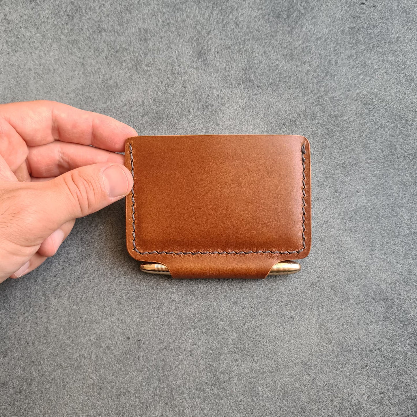 Personalized Minimalist Leather Wallet With Pen Slot