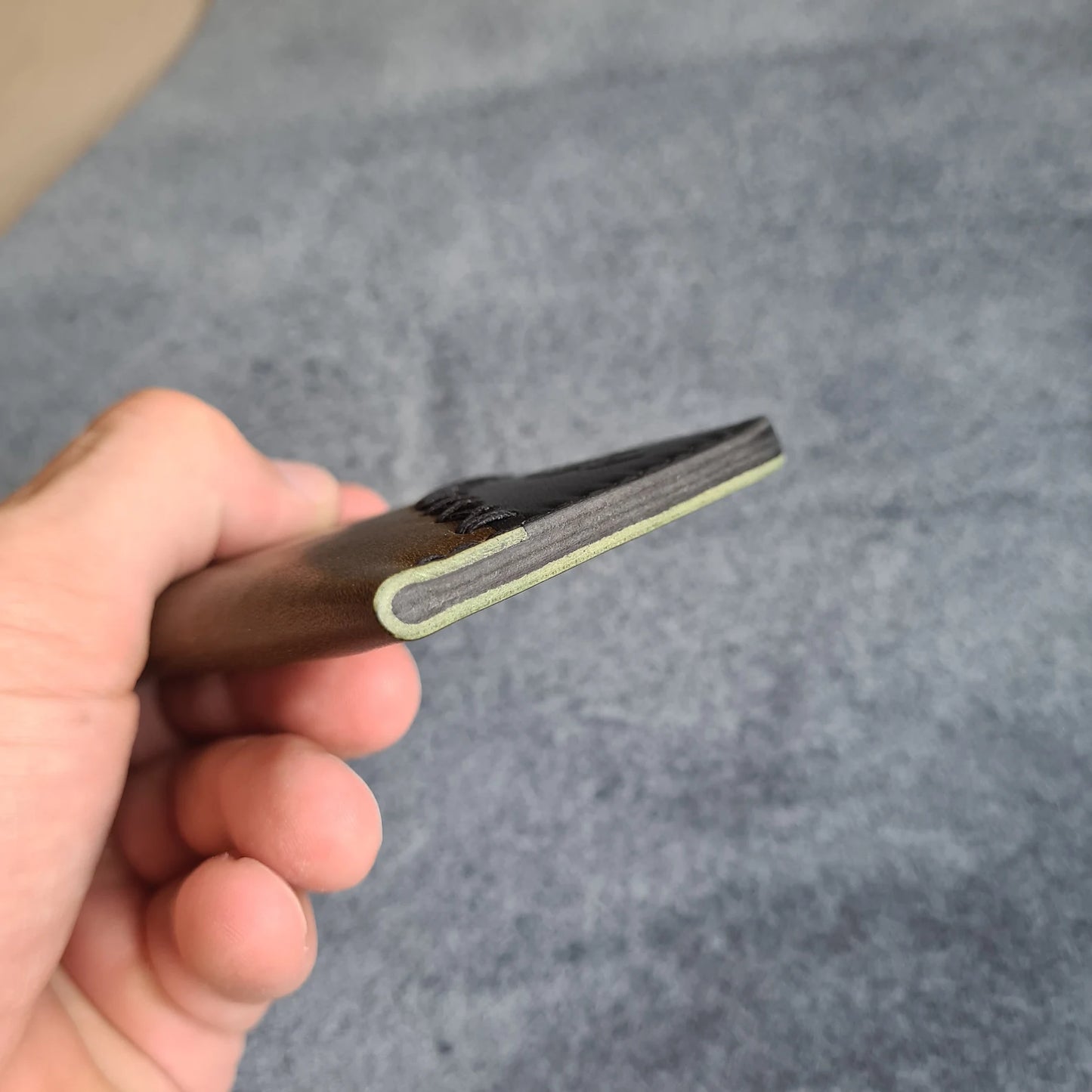 Black & Olive Green Minimalist Leather Wallet