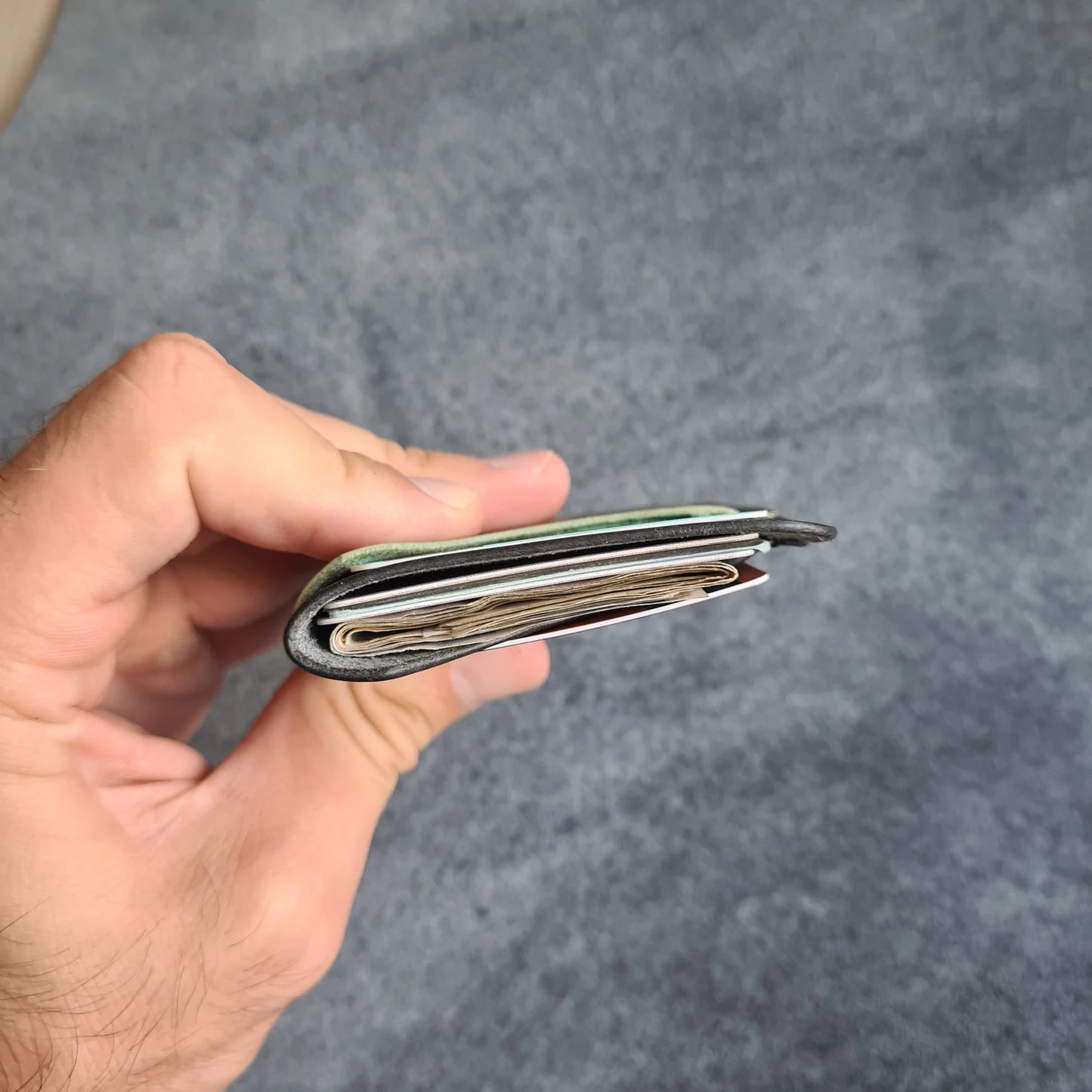 Black & Olive Green Minimalist Leather Wallet