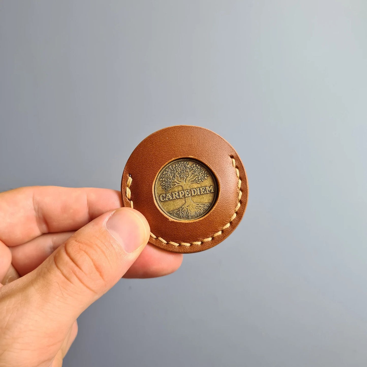 Leather Coin Holder with Cut-out Hole