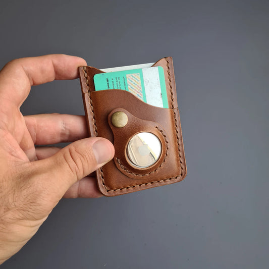 Handmade Minimalist AirTag Leather Wallet