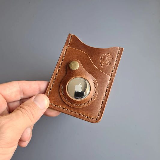 Handmade Minimalist AirTag Leather Wallet