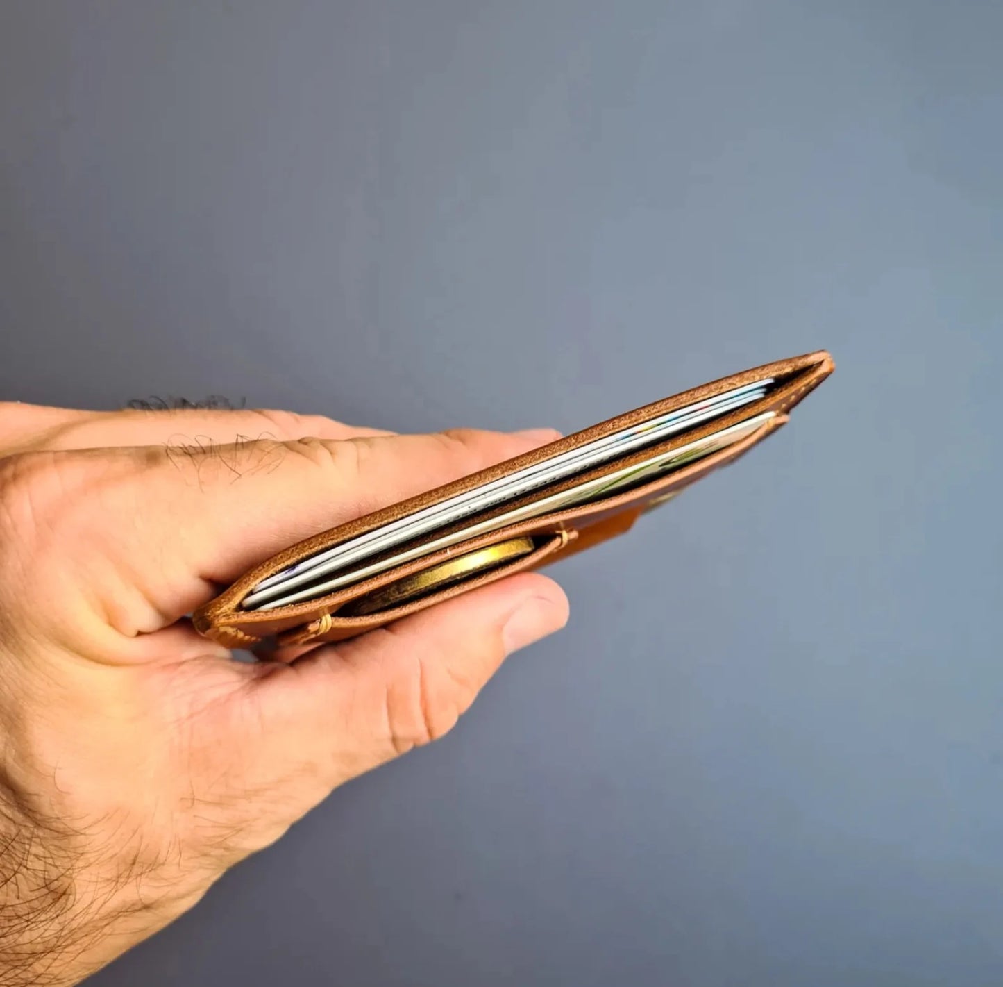 Leather EDC Wallet With Pen Slot & Coin Pocket