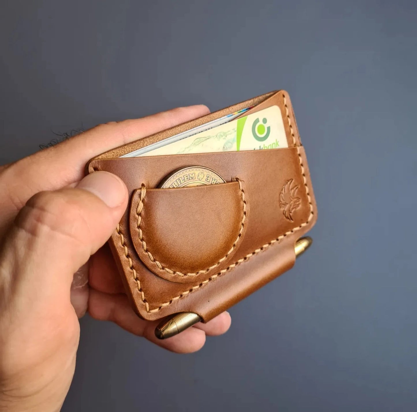 Leather EDC Wallet With Pen Slot & Coin Pocket