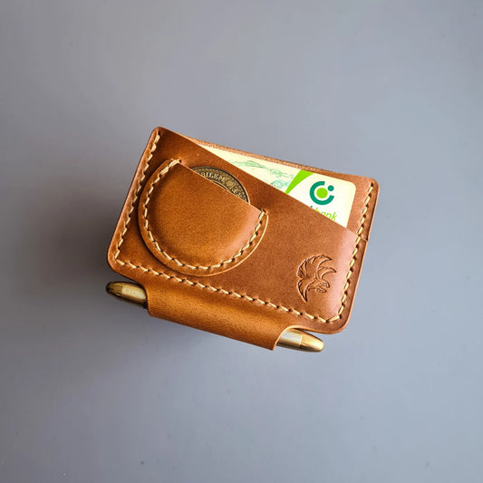 Leather EDC Wallet With Pen Slot & Coin Pocket