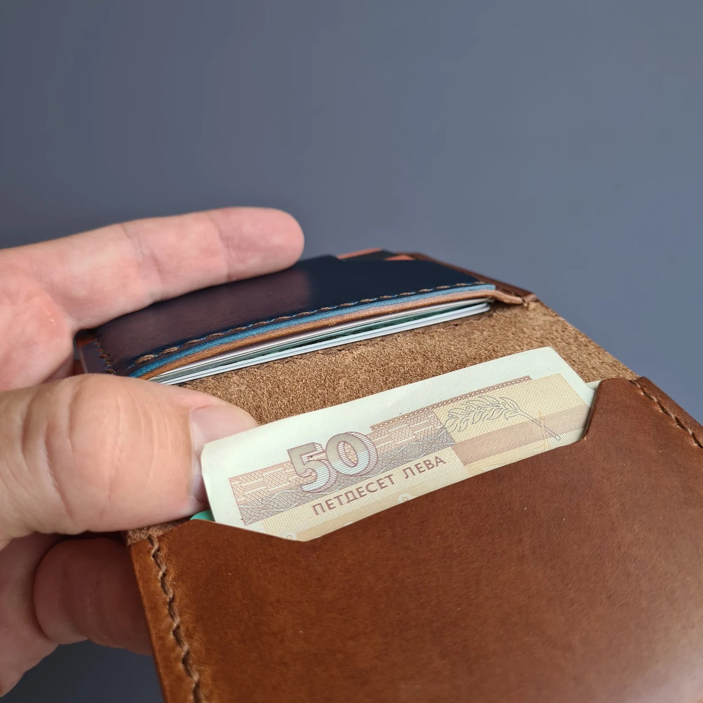Edc Bifold Two-tone Leather Wallet