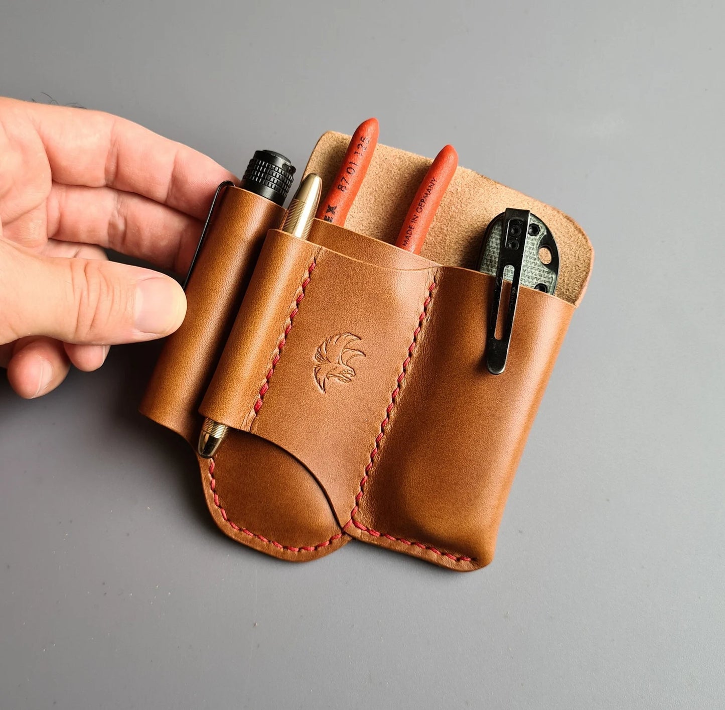 Handmade Edc Leather Organizer With Belt Loop