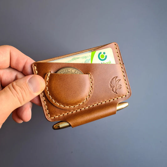 Leather EDC Wallet With Pen Slot & Coin Pocket