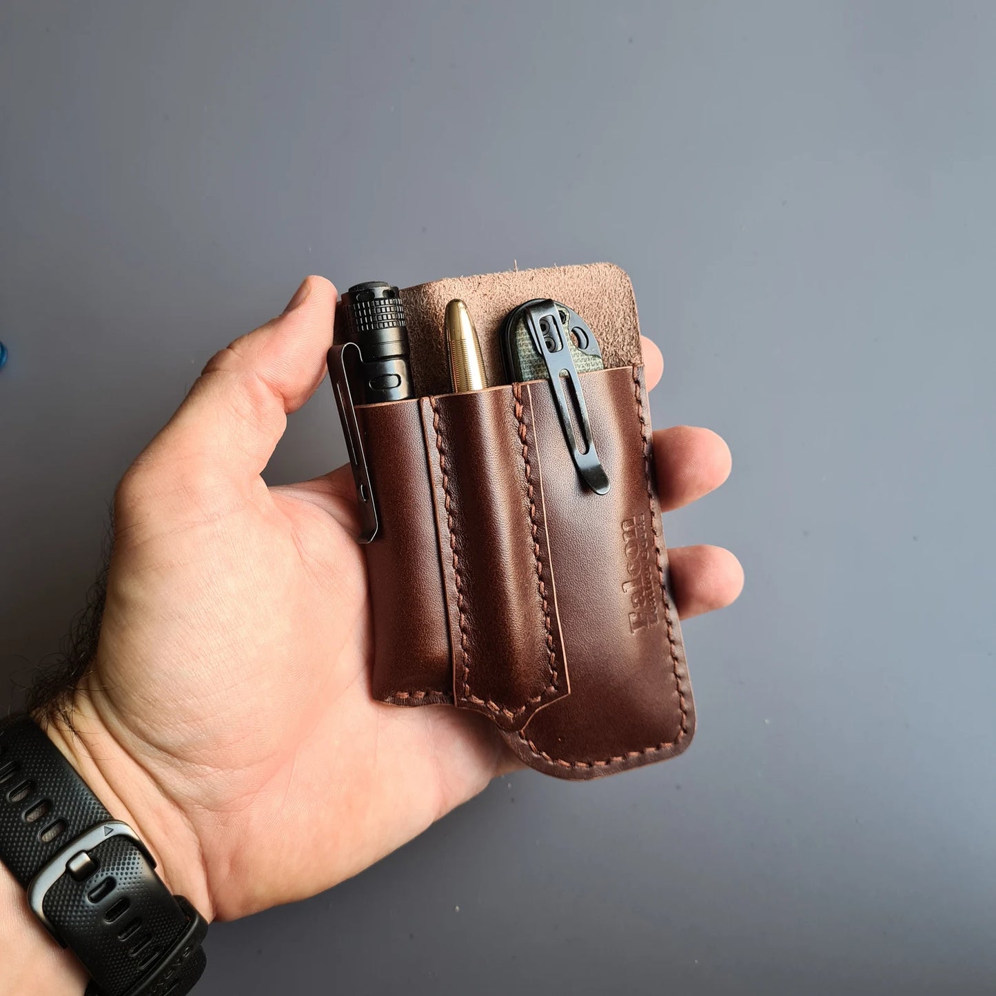 Leather Sheath with Belt Loop for Knipex Pliers(Cobra 125),SAK & Pen