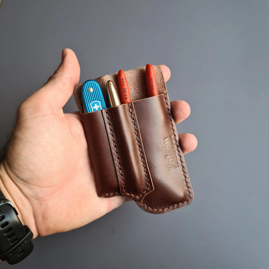 Leather Sheath with Belt Loop for Knipex Pliers(Cobra 125),SAK & Pen