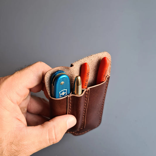 Leather Sheath with Belt Loop for Knipex Pliers(Cobra 125),SAK & Pen