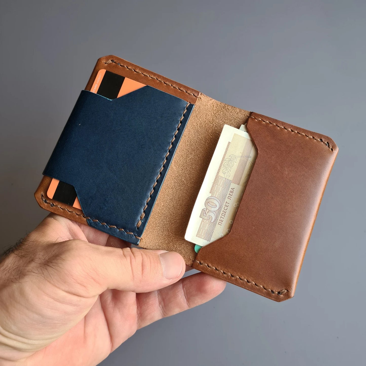 Edc Bifold Two-tone Leather Wallet