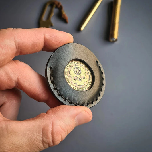 Leather Coin Holder with Cut-out Hole