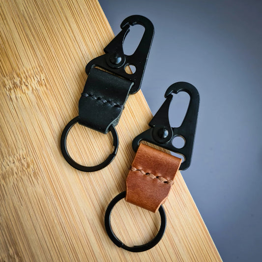 Leather Keychain with Tactical Carabiner