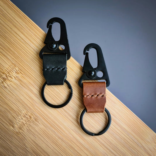 Leather Keychain with Tactical Carabiner