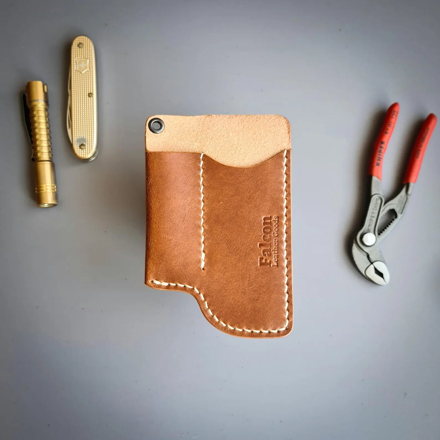 Leather Sheath for Knipex Cobra 125 and SAK With a Belt Loop