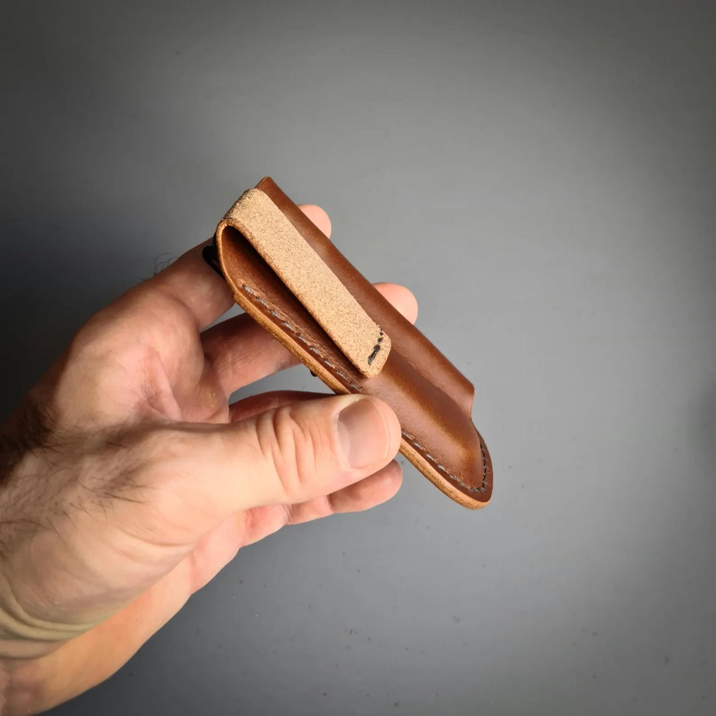 Leather Sheath for a Flashlight and a Folding Knife with a Belt Loop