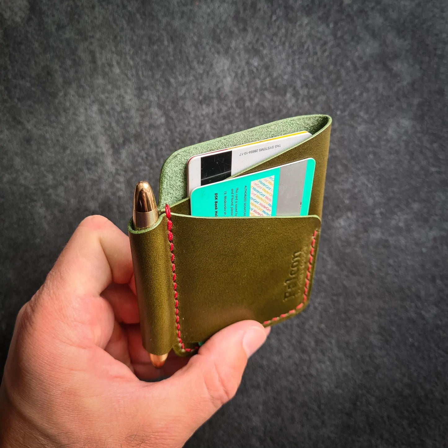 Edc Leather Wallet with Pen Slot for Fisher Space Pen Bullet